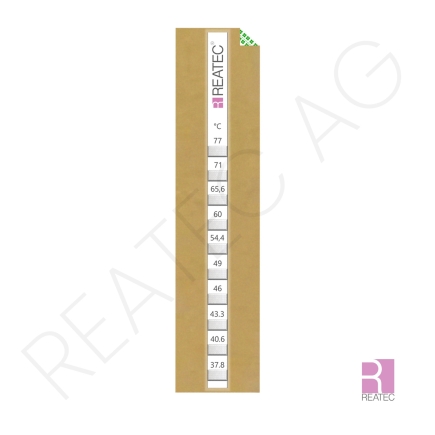 Indicador temperatura 37,8–77 °C – reaStripe 10 protected con película para industria y cadena fría