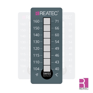 Temperaturindikator 77–116°C – reaLabel 8 standard / 00A.LSP.08 | Papieretikett mit Schutzfolie, irreversibel & robust