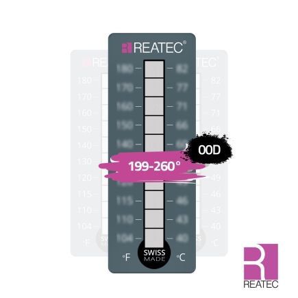 Temperaturindikator 199–260°C – reaLabel 10 standard / 00D.LSP.10 | Papieretikett mit Schutzfolie, irreversibel & robust