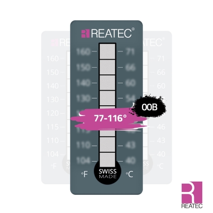 Temperaturindikator 77–82°C – reaLabel 8 standard / 00B.LSP.08 | Papieretikett mit Schutzfolie, irreversibel & robust