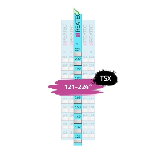 Indicateur de température 121–224 °C – reaTextile standard à base de papier, irréversible et autocollant
