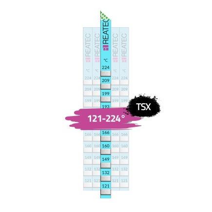 Temperature indicator 250–435°F – reaTextile standard on paper basis, irreversible & self-adhesive