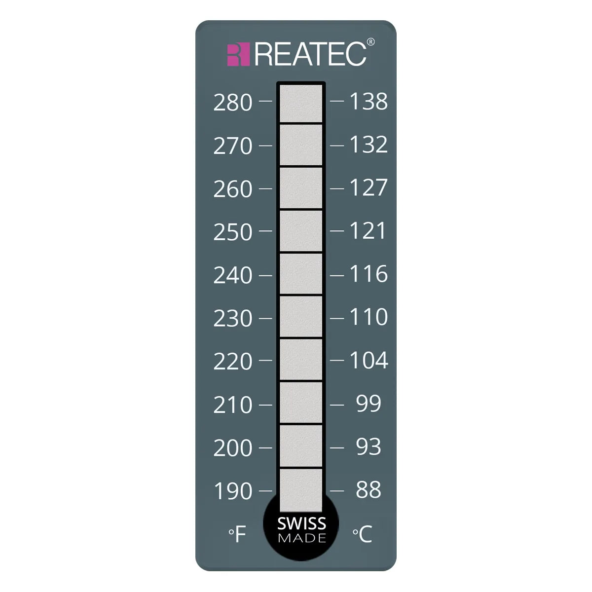 reaLabel 10 standard chemical-resistant irreversible temperature label 88 - 138 °C