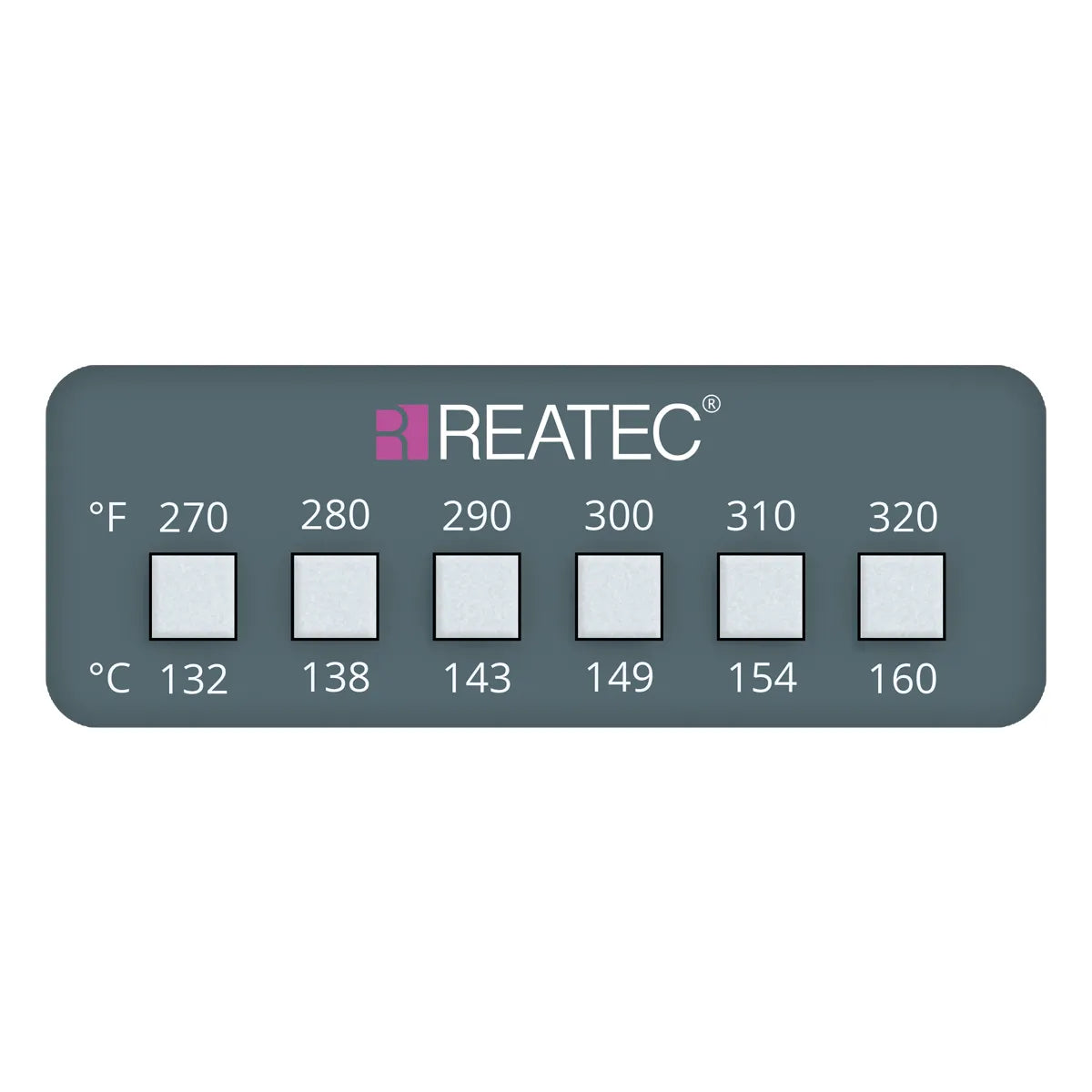 reaLabel 6 standard chemical-resistant irreversible temperature label 132 - 160 °C