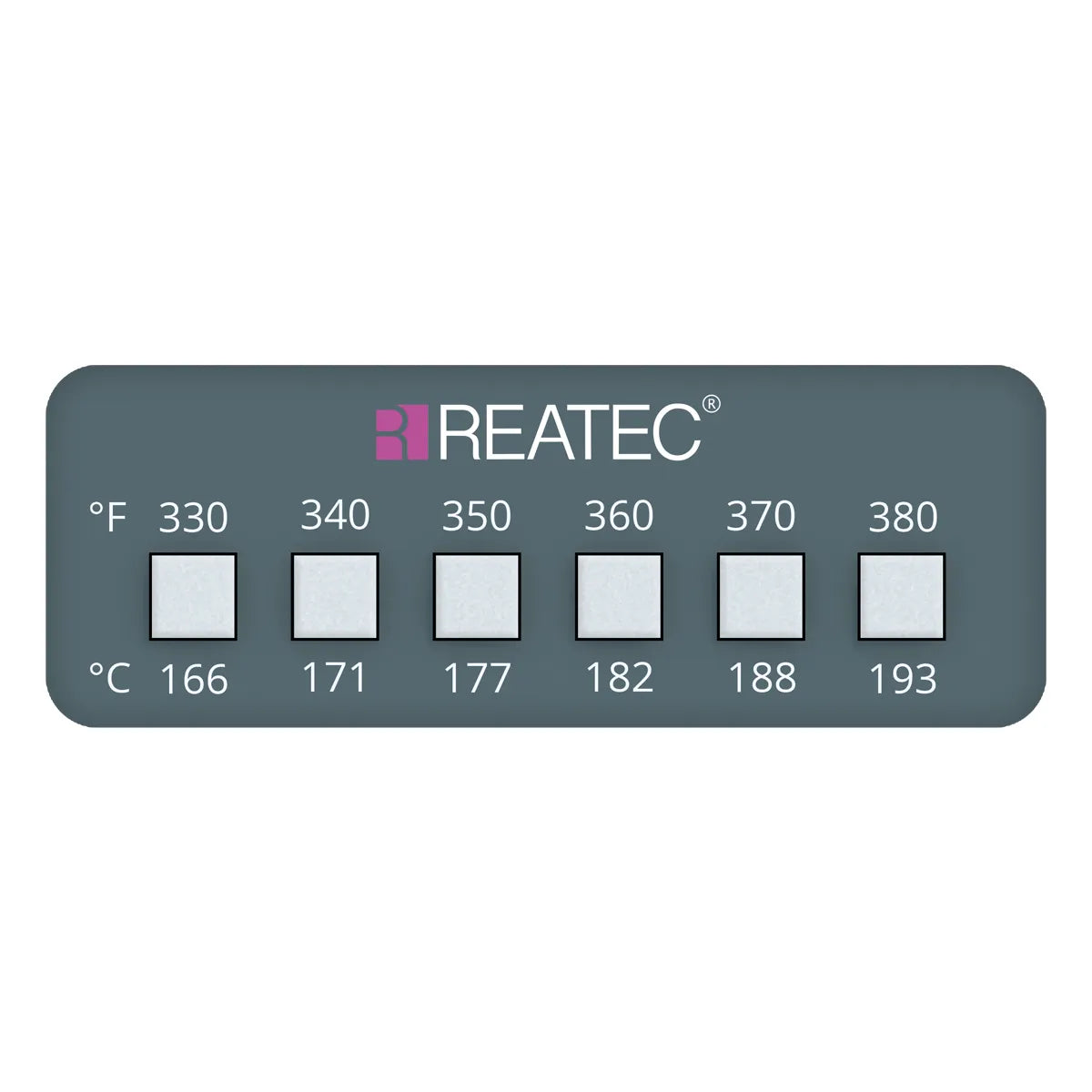 reaLabel 6 standard chemical-resistant irreversible temperature label 166 - 193 °C