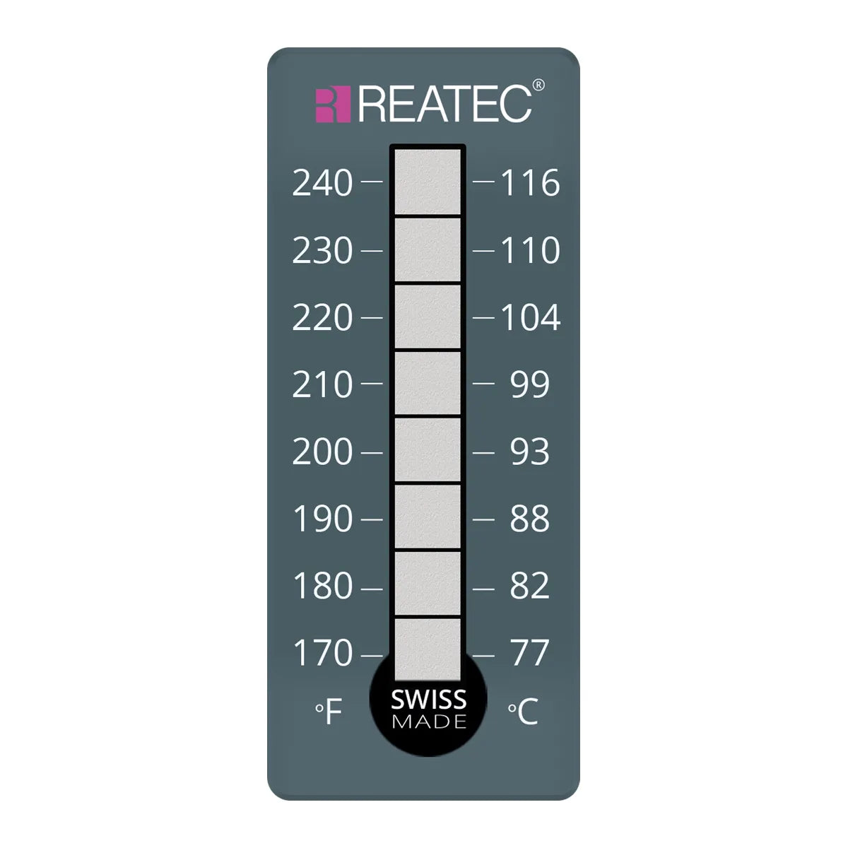 reaLabel 8 standard chemical-resistant irreversible temperature labels 77 - 116 °C