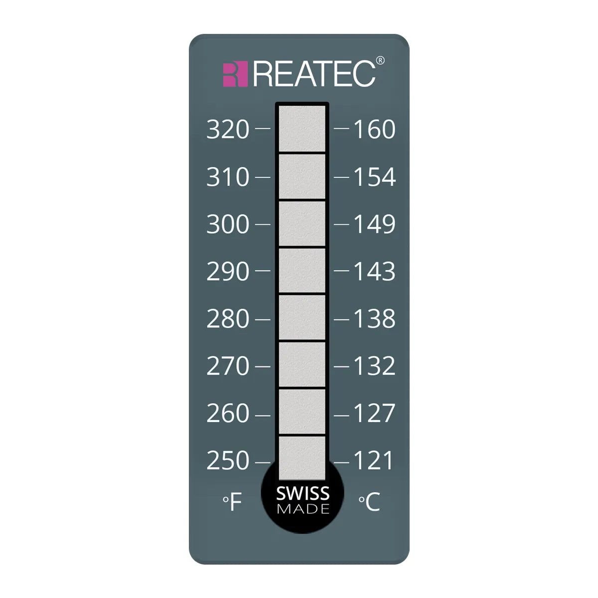 reaLabel 8 standard chemical-resistant irreversible temperature labels 121 - 160 °C