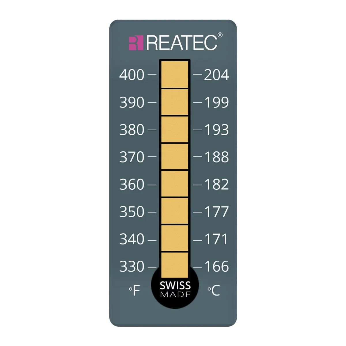reaLabel 8 standard chemical-resistant irreversible temperature labels 166 - 204 °C