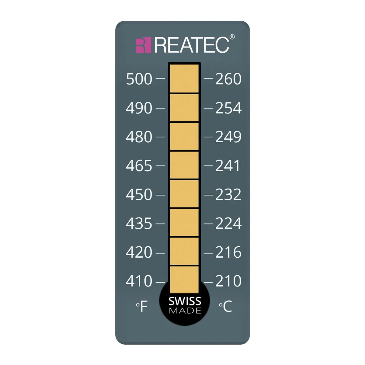 reaLabel 8 standard chemical-resistant irreversible temperature labels 210 - 260 °C