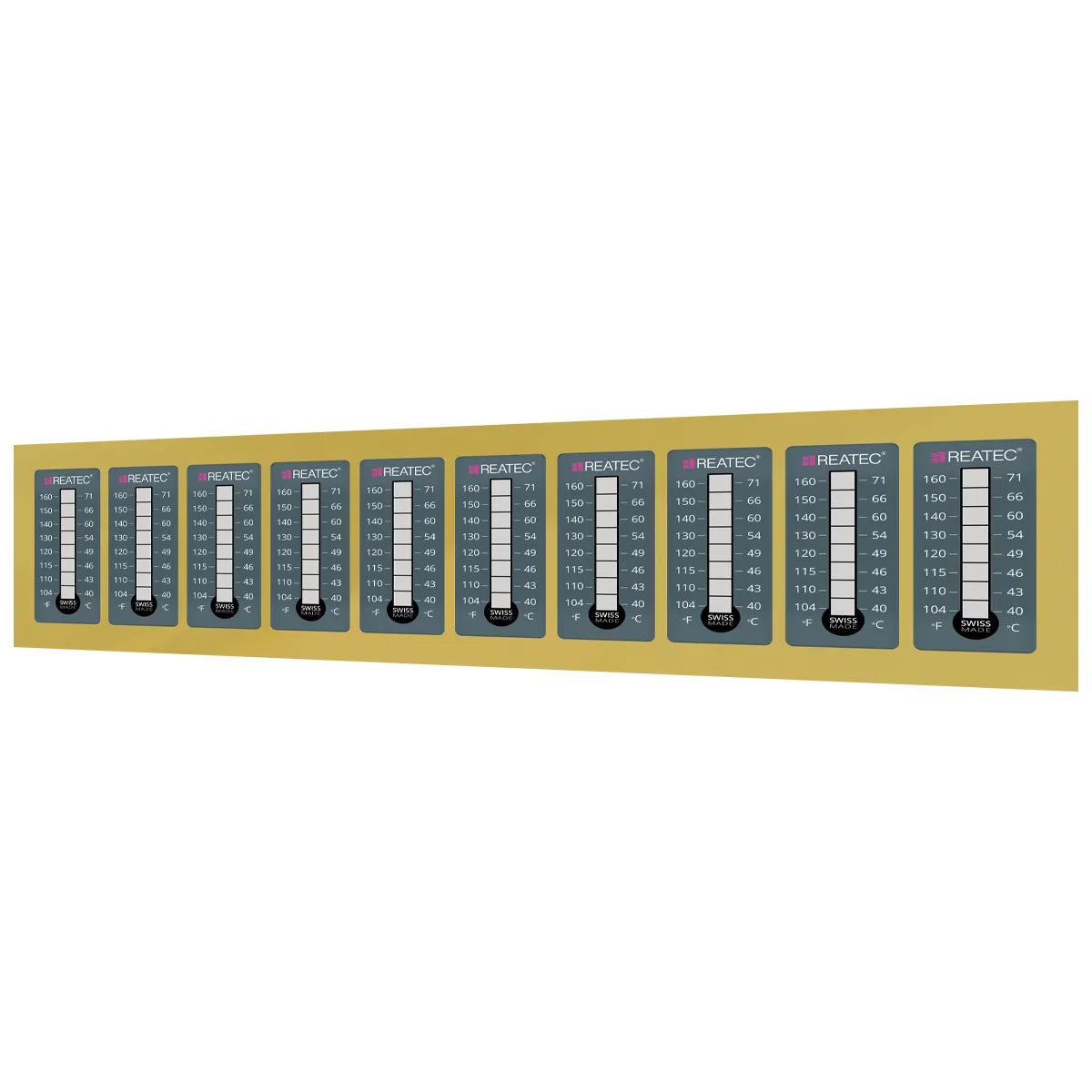 reaLabel 8 standard chemical-resistant irreversible temperature labels on sheet with 10 individual labels