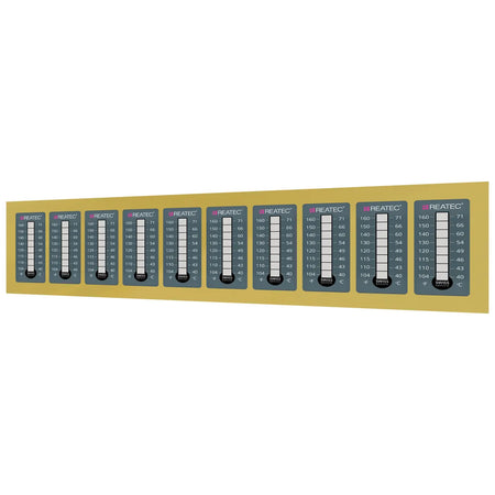 reaLabel 8 standard chemical-resistant irreversible temperature labels on sheet with 10 individual labels