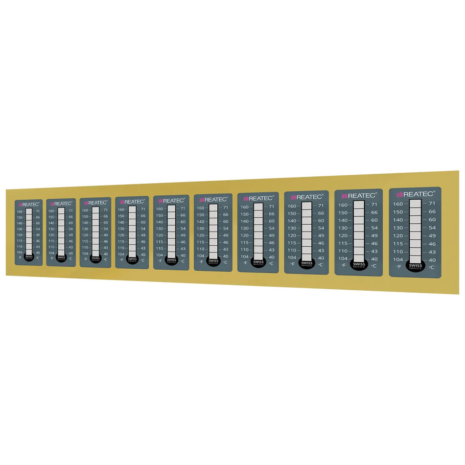 reaLabel 8 standard chemical-resistant irreversible temperature labels on sheet with 10 individual labels