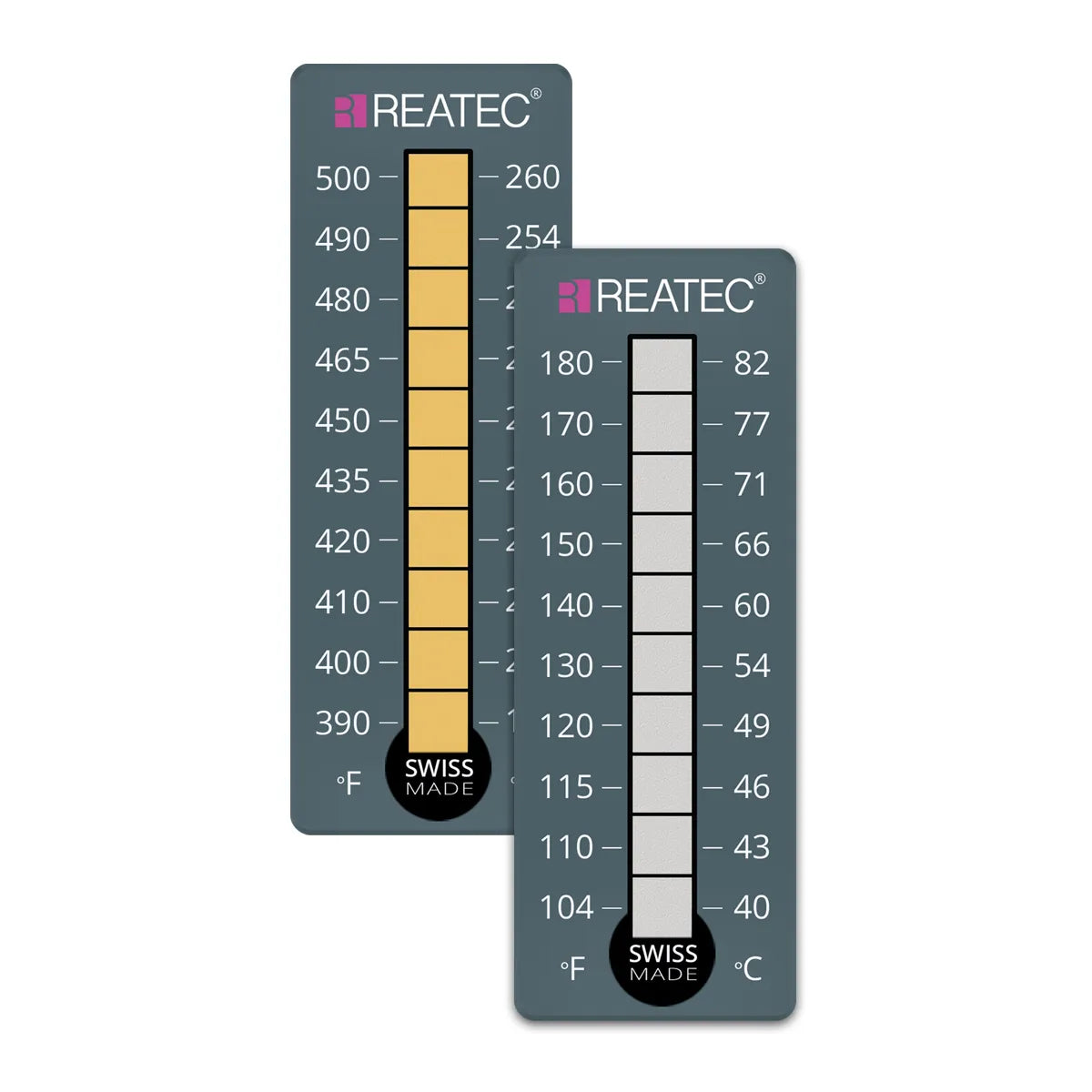 reaLabel 10 standard chemical-resistant irreversible temperature label examples with plastic and with kapton film