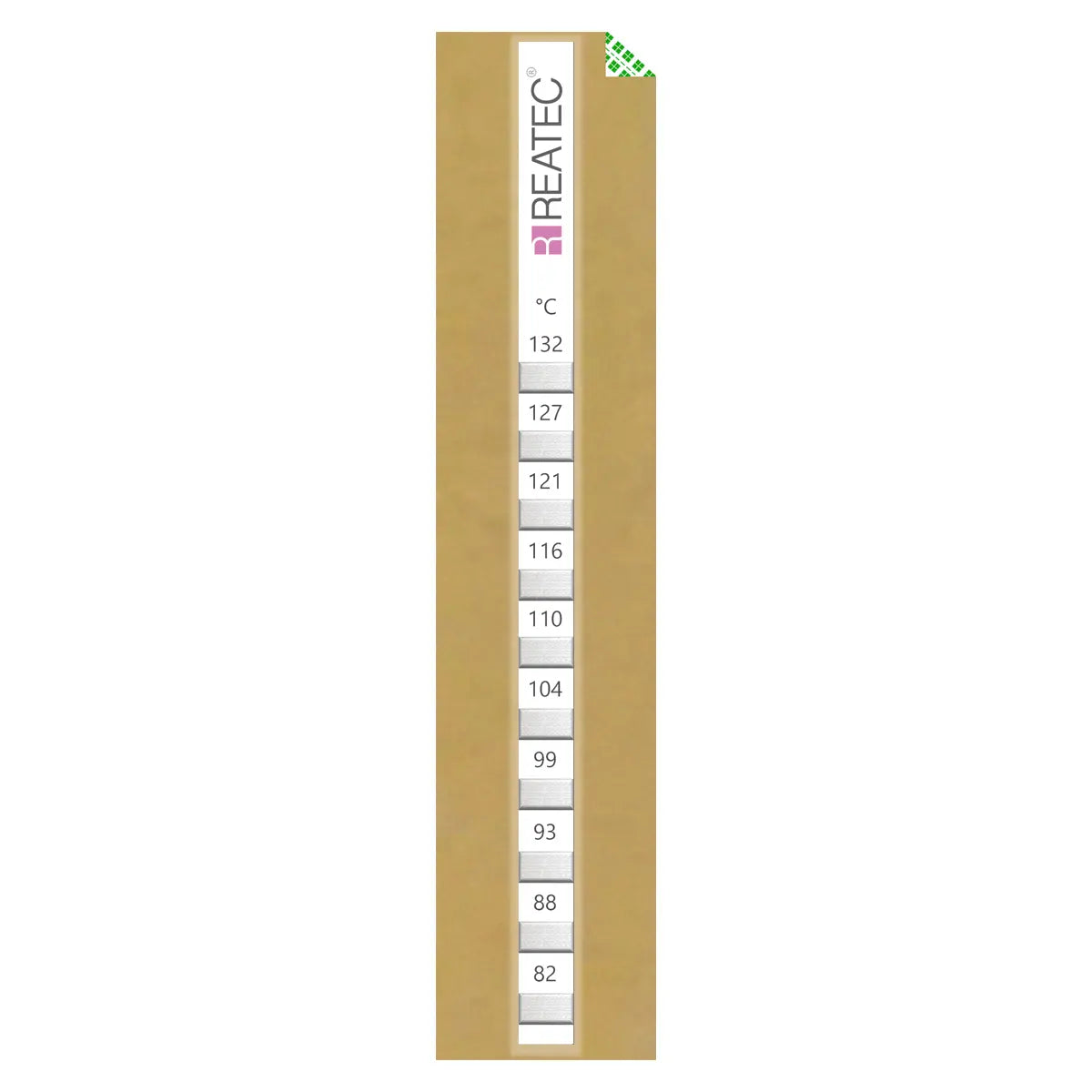 reaStripe 10 protected chemical-resistant irreversible temperature strip 82 - 132 °C