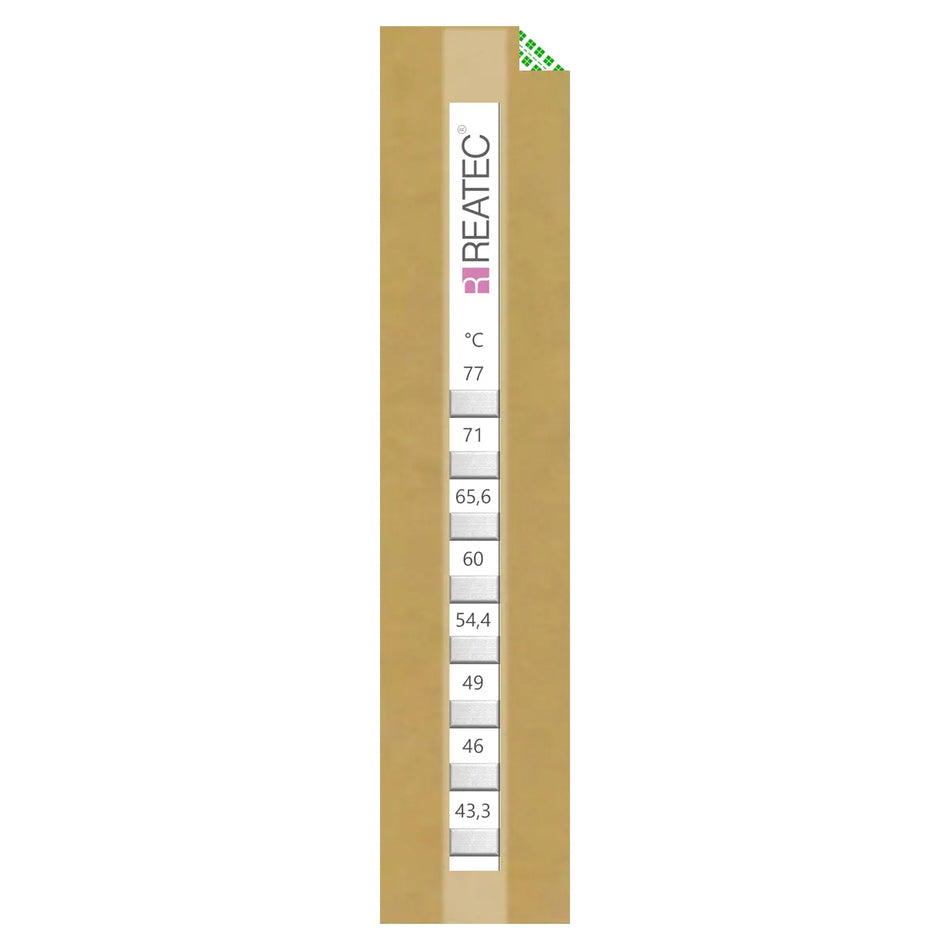 reaStripe 8 protected chemical-resistant irreversible temperature strip 43 - 77 °C