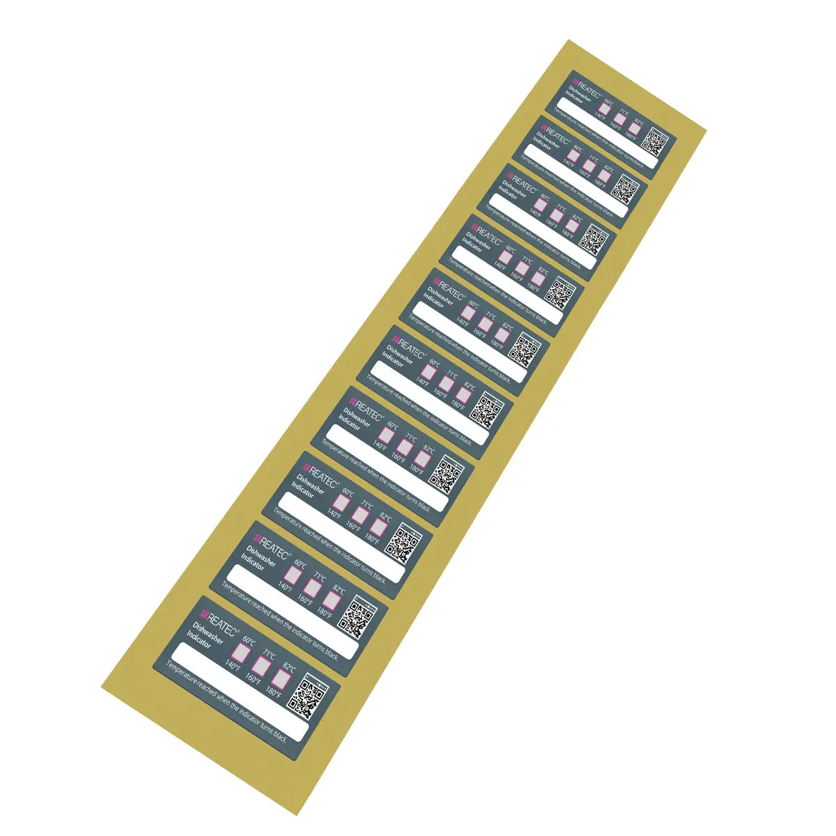 10 reaWash standard waterproof multi-point temperature indicator on supply sheet for packaging and shipping