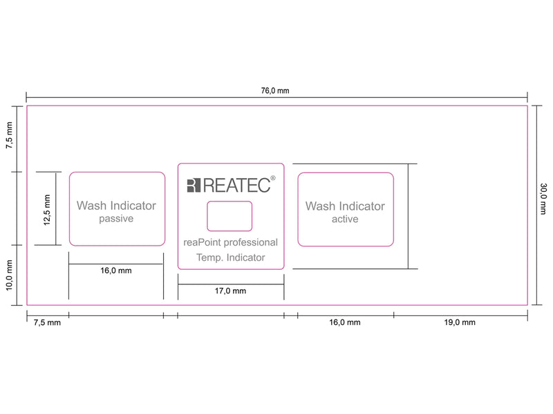 reaClean temperature indicator for hygiene monitoring technical drawing